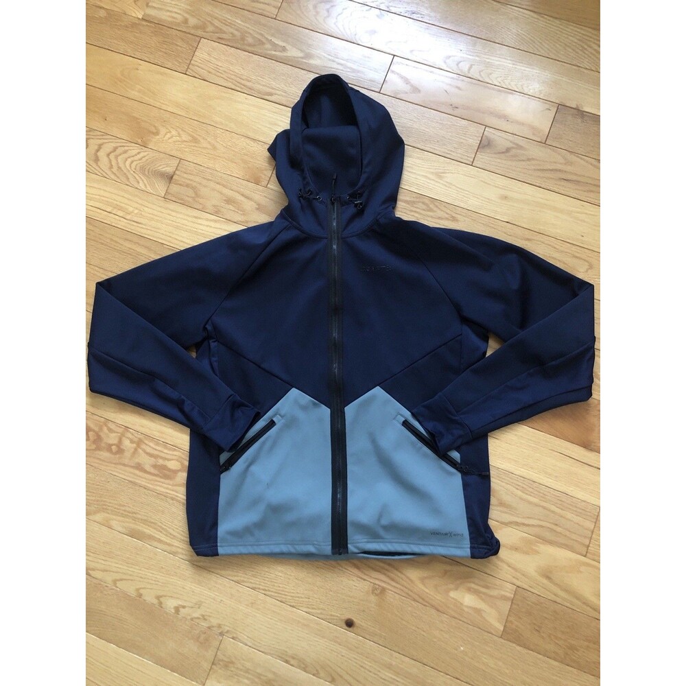 Craft Softshell Jacket Mens Small Blue/Gray Full Zip Pockets Mock Neck Logo